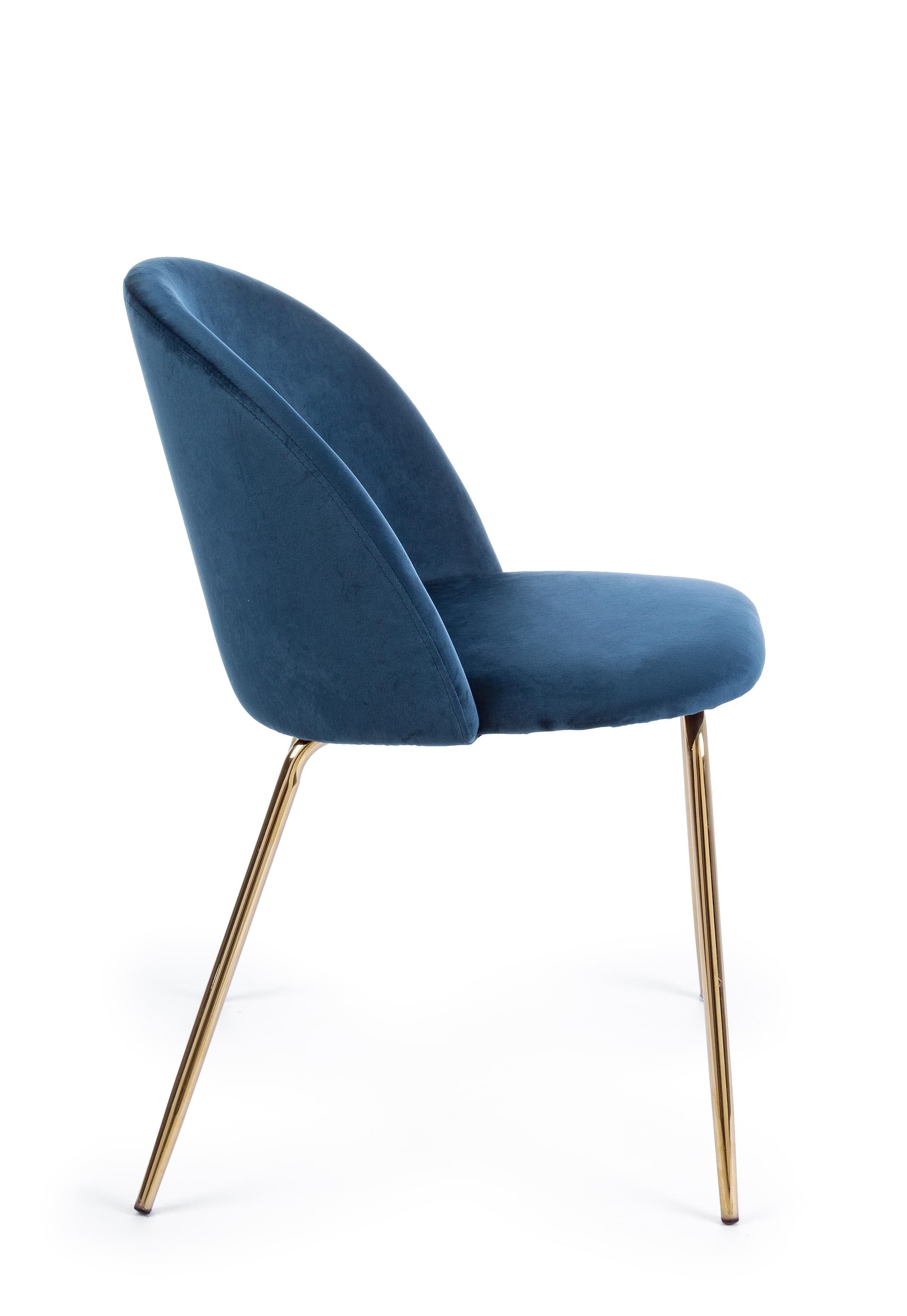 Sedia "Tanya" in velluto Blu Scuro con gambe ottone h 77 cm arredamento moderno in Sedie Decor Space - Altamura, commercioVirtuoso.it