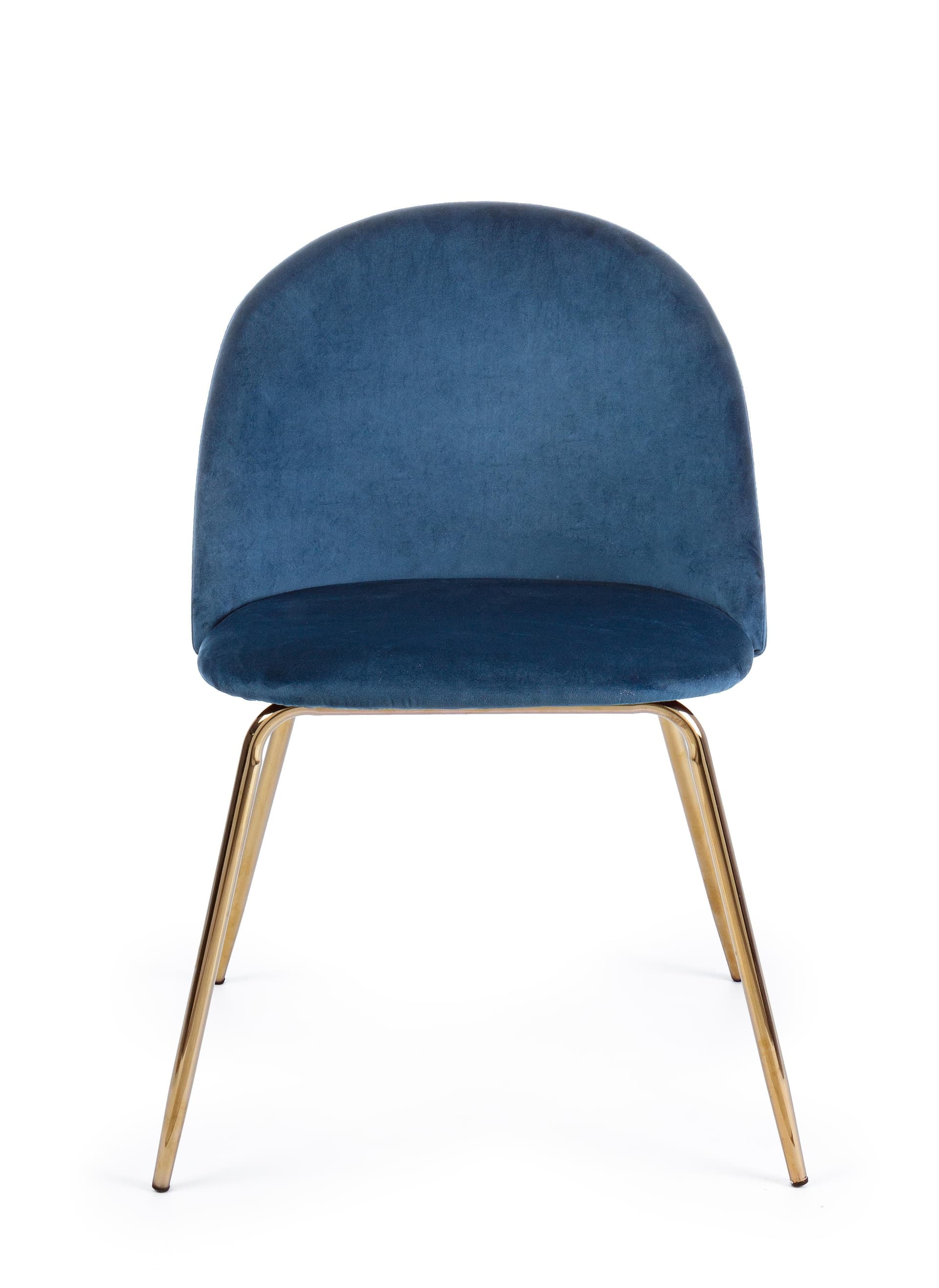 Sedia "Tanya" in velluto Blu Scuro con gambe ottone h 77 cm arredamento moderno in Sedie Decor Space - Altamura, commercioVirtuoso.it