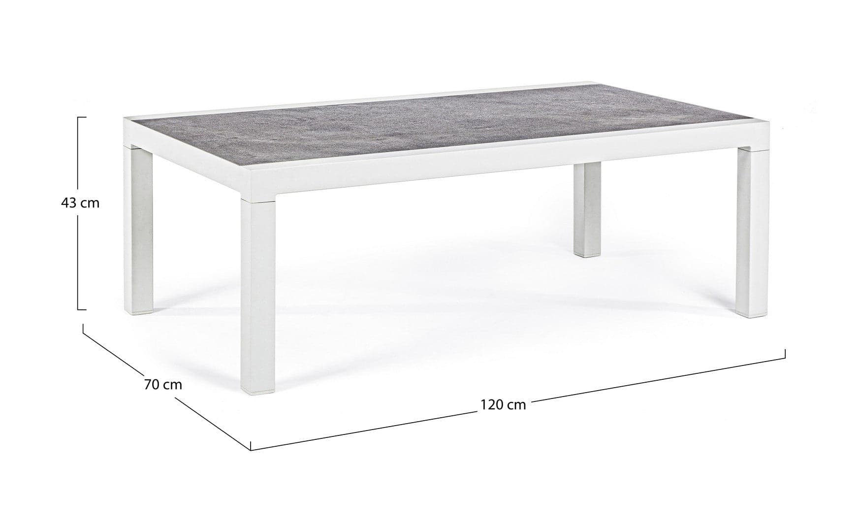 Tavolo "Kledi" piano in ceramica, struttura in alluminio per esterno da 120 x 70 cm in Tavoli standard Decor Space - Altamura, commercioVirtuoso.it