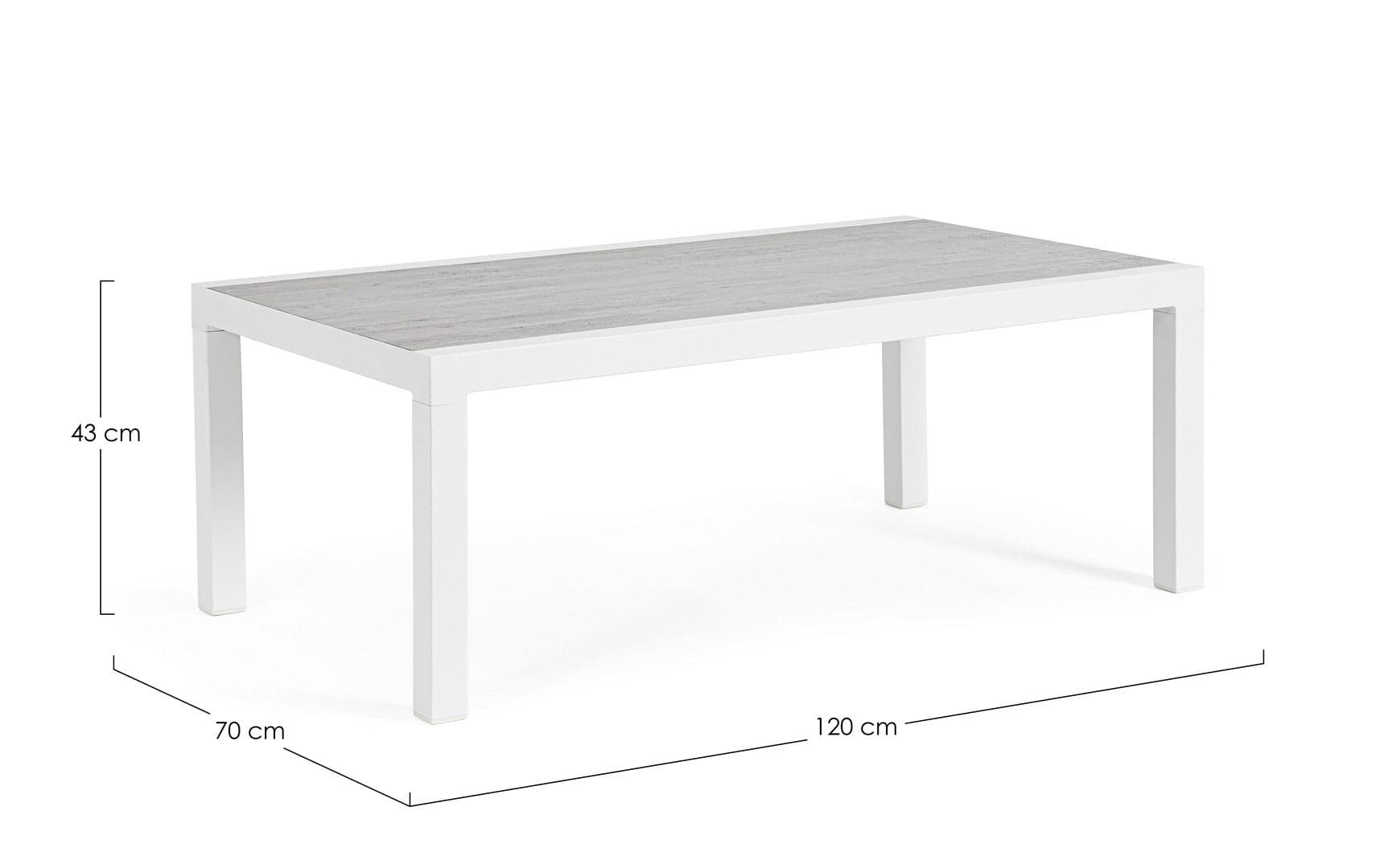 Tavolo "Kledi" piano in ceramica, struttura in alluminio per esterno da 120 x 70 cm in Tavoli standard Decor Space - Altamura, commercioVirtuoso.it