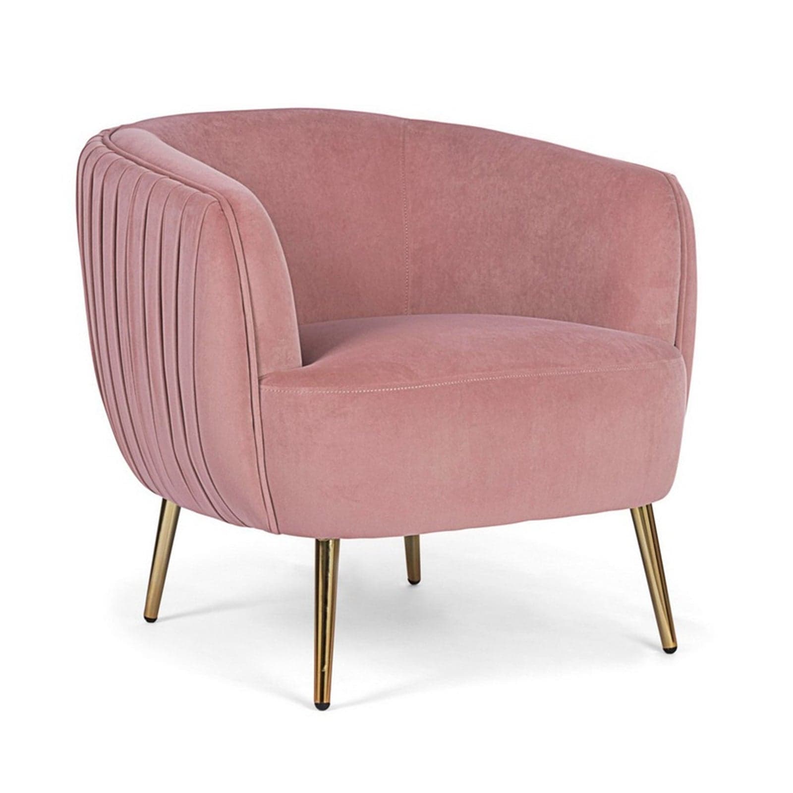 Poltrona "Linsay" in velluto Rosa arredamento per salotto moderno h 74 cm in Poltrone Decor Space - Altamura, commercioVirtuoso.it
