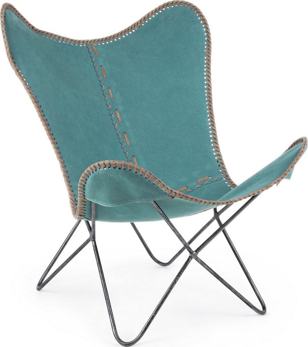 Poltrona "Butterfly" per interno, Struttura In Acciaio, Rivestimento Seduta In Tessuto Jeans 68 x 70 x 93h cm - 21