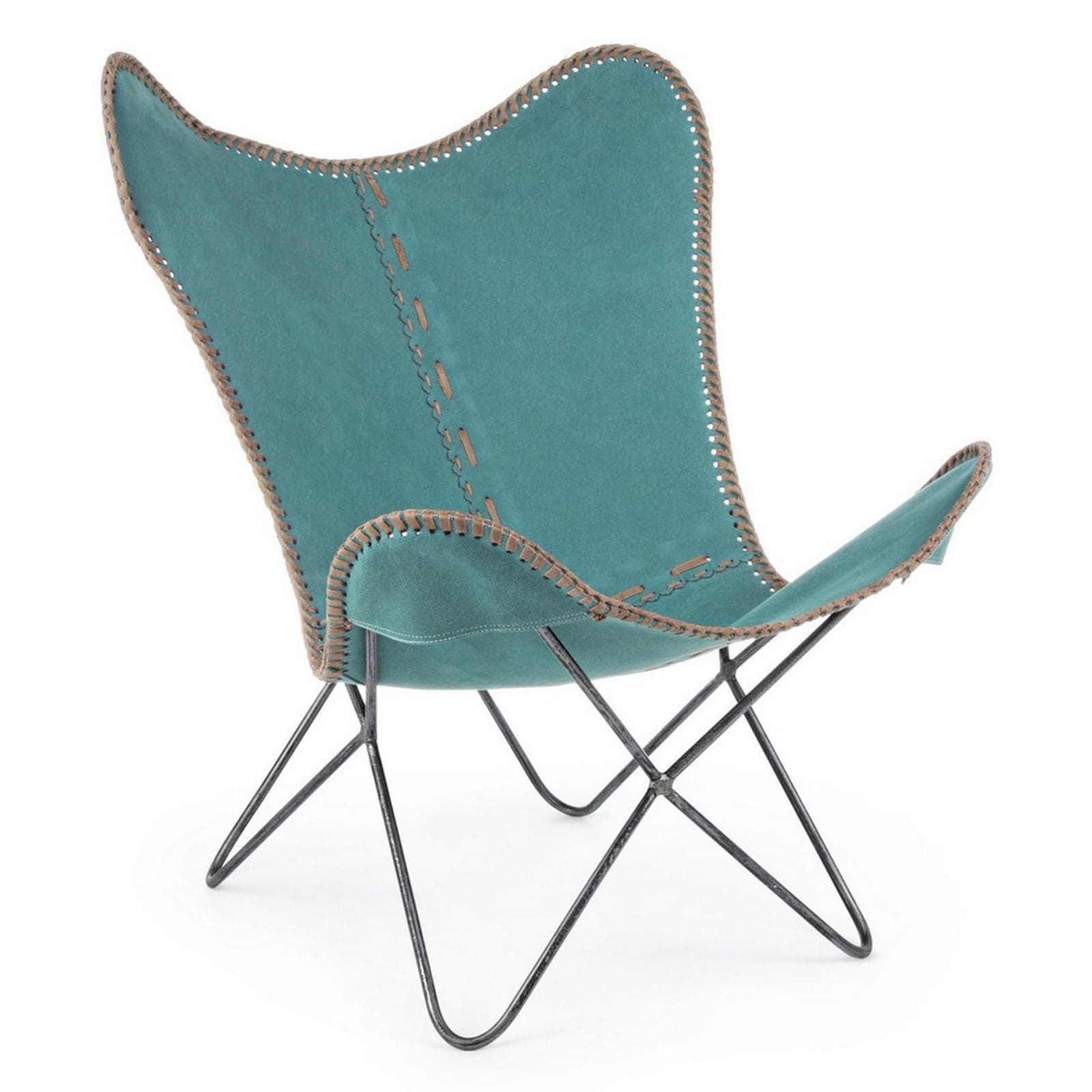 Poltrona "Butterfly" per interno, Struttura In Acciaio, Rivestimento Seduta In Tessuto Jeans 68 x 70 x 93h cm Casa e cucina/Arredamento/Soggiorno/Poltrone e sedie/Poltrone Decor Space - Altamura, Commerciovirtuoso.it