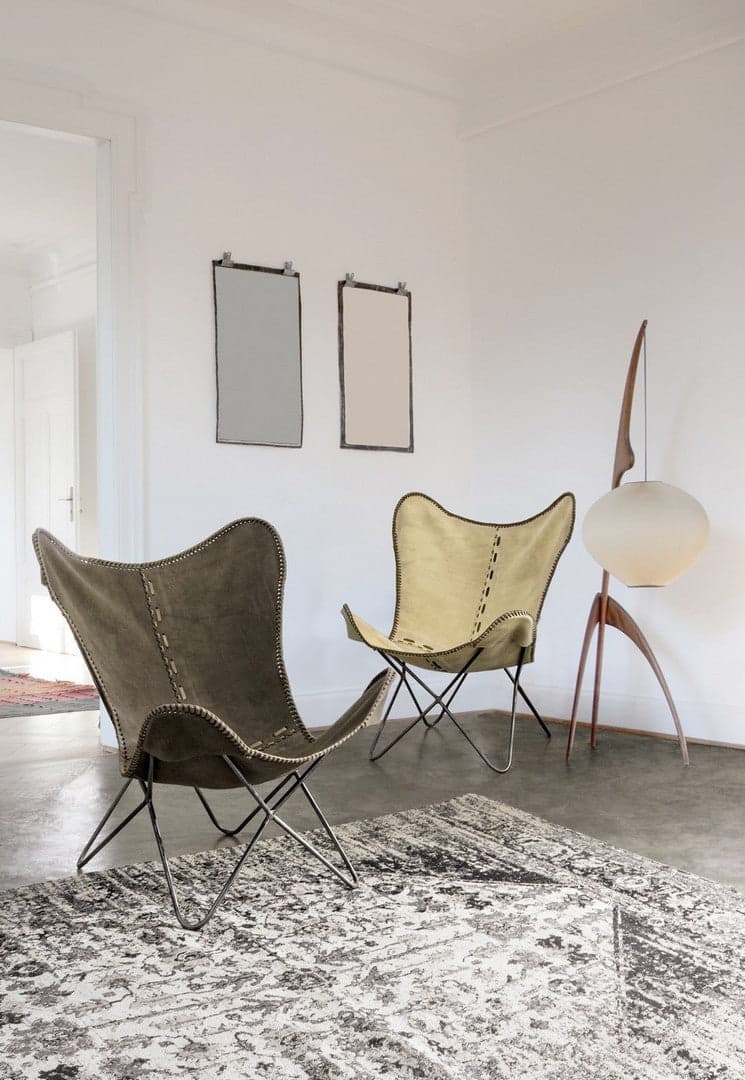 Poltrona "Butterfly" per interno, Struttura In Acciaio, Rivestimento Seduta In Tessuto Jeans 68 x 70 x 93h cm Casa e cucina/Arredamento/Soggiorno/Poltrone e sedie/Poltrone Decor Space - Altamura, Commerciovirtuoso.it