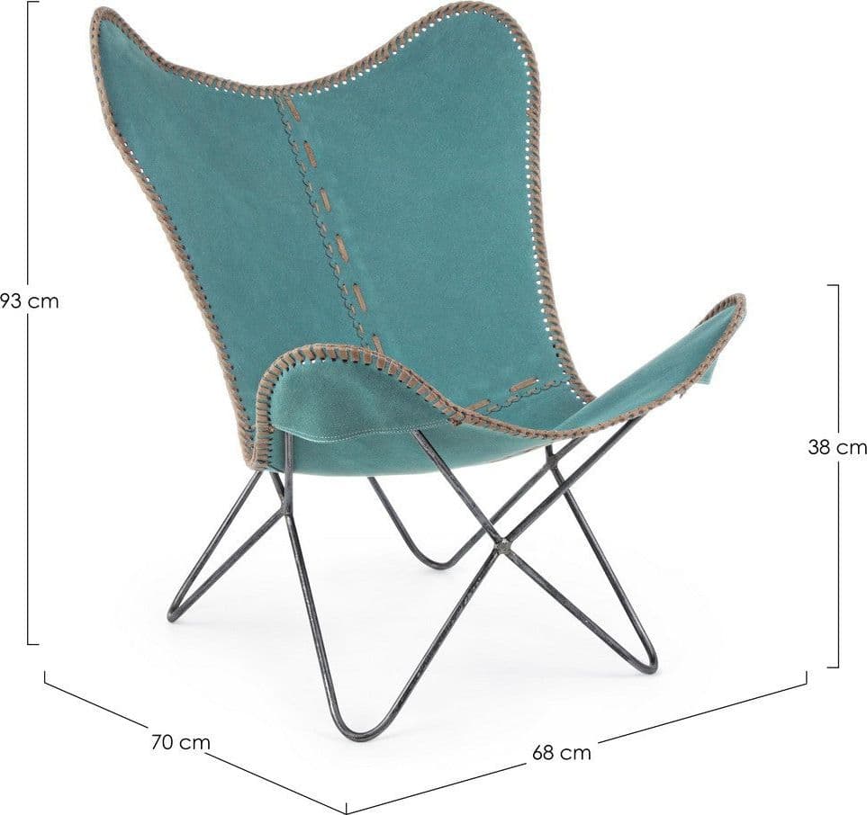 Poltrona "Butterfly" per interno, Struttura In Acciaio, Rivestimento Seduta In Tessuto Jeans 68 x 70 x 93h cm Casa e cucina/Arredamento/Soggiorno/Poltrone e sedie/Poltrone Decor Space - Altamura, Commerciovirtuoso.it