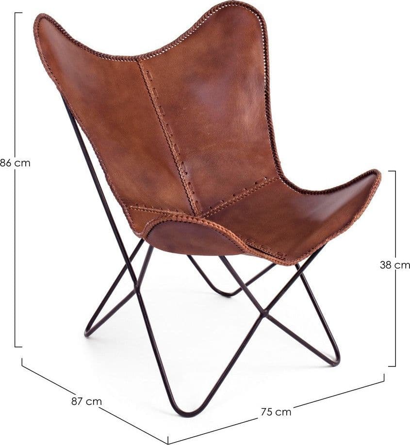 Poltrona "Butterfly" per interno, Struttura In Acciaio, Rivestimento Seduta In Tessuto Jeans 68 x 70 x 93h cm Casa e cucina/Arredamento/Soggiorno/Poltrone e sedie/Poltrone Decor Space - Altamura, Commerciovirtuoso.it