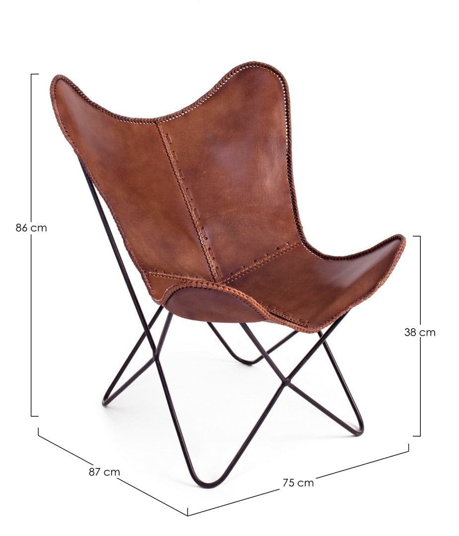Poltrona "Butterfly" per interno, Struttura In Acciaio, Rivestimento Seduta In Tessuto Jeans 68 x 70 x 93h cm Casa e cucina/Arredamento/Soggiorno/Poltrone e sedie/Poltrone Decor Space - Altamura, Commerciovirtuoso.it