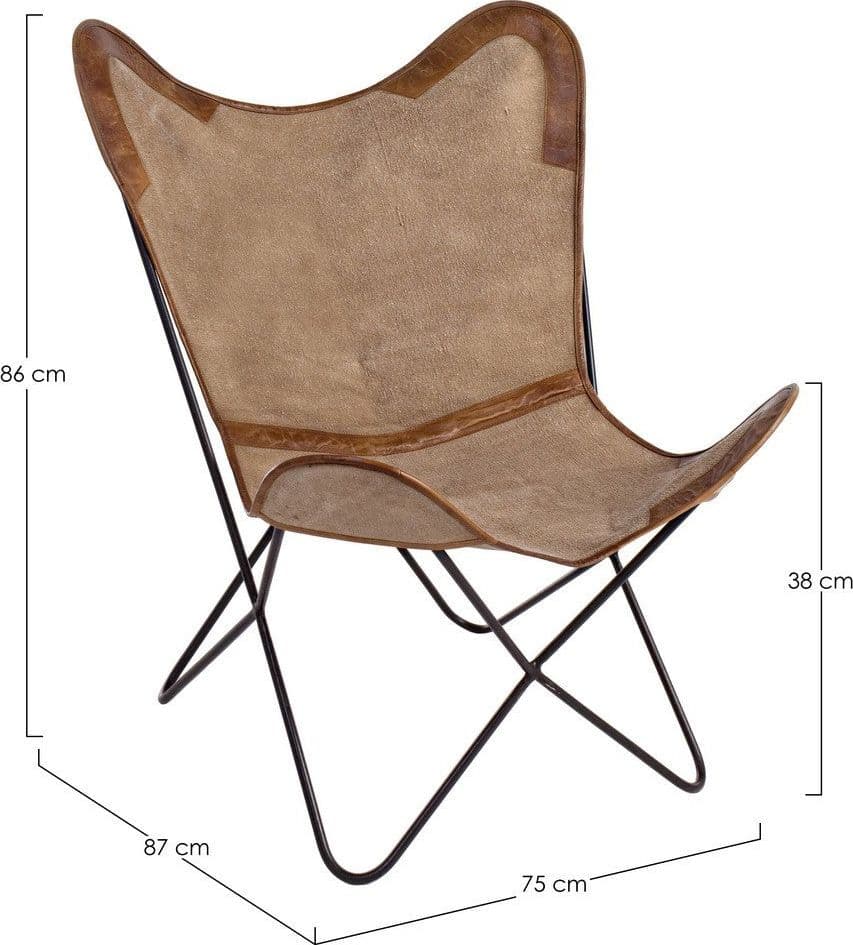 Poltrona "Butterfly" per interno, Struttura In Acciaio, Rivestimento Seduta In Tessuto Jeans 68 x 70 x 93h cm - 28