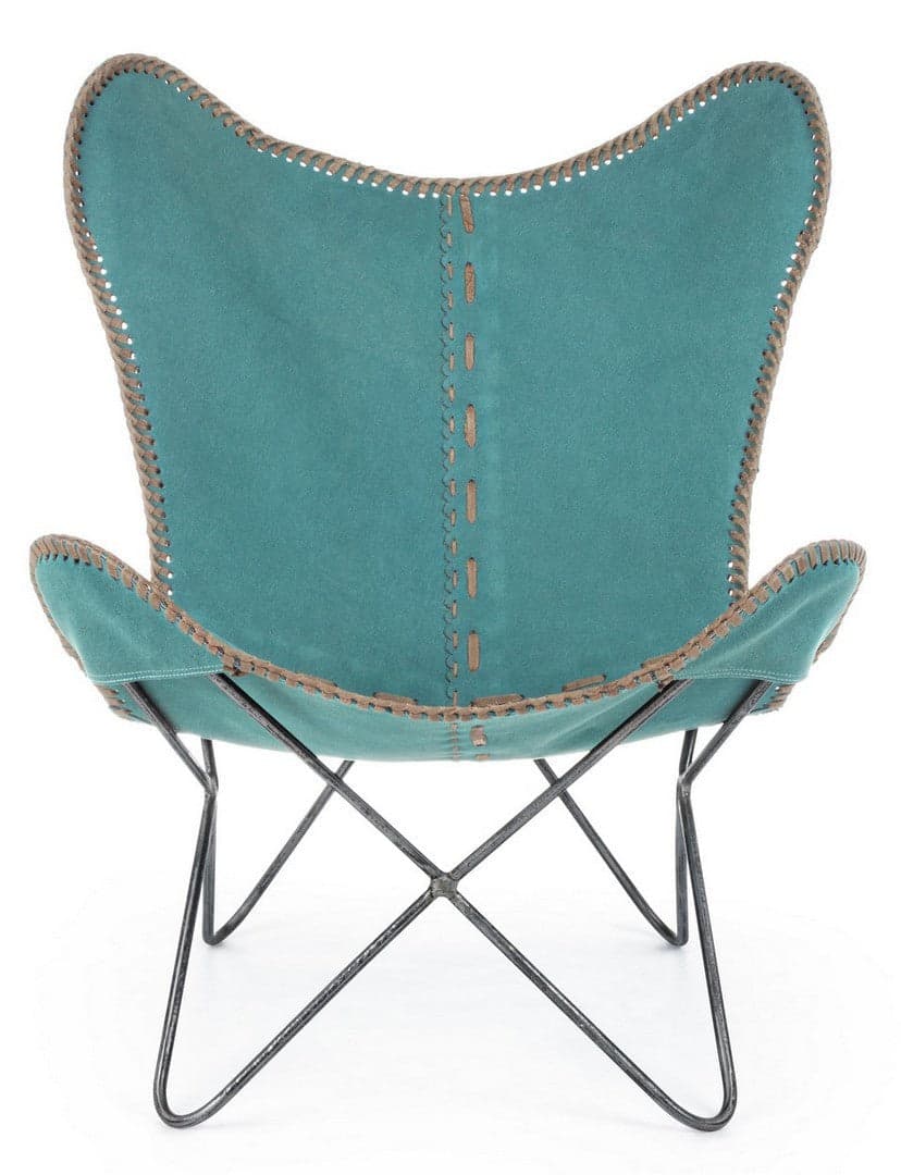 Poltrona "Butterfly" per interno, Struttura In Acciaio, Rivestimento Seduta In Tessuto Jeans 68 x 70 x 93h cm Casa e cucina/Arredamento/Soggiorno/Poltrone e sedie/Poltrone Decor Space - Altamura, Commerciovirtuoso.it