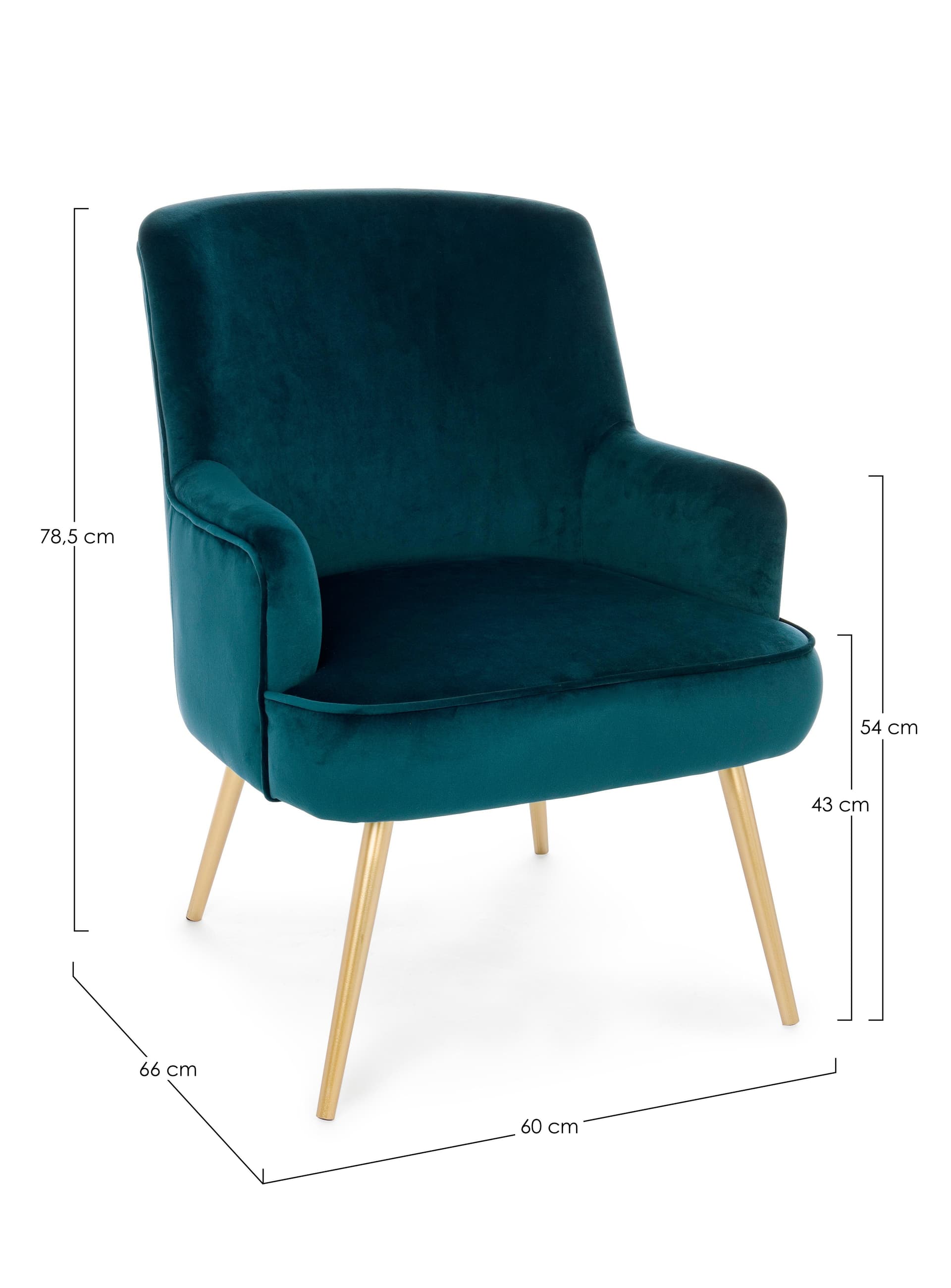 Poltrona "Clelia" in velluto con piedi ottone anticato arredamento per salotto moderno in Poltrone Decor Space - Altamura, commercioVirtuoso.it