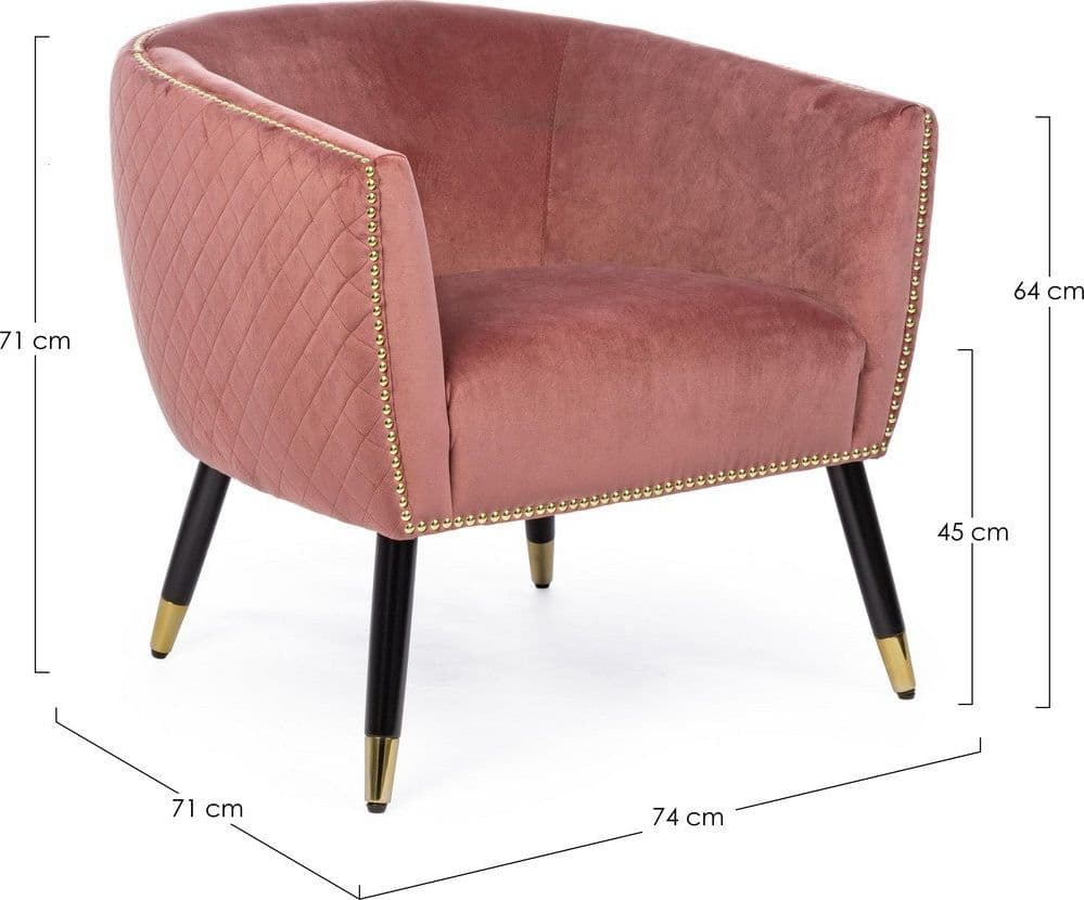 Poltrona "Caitlin" per interno, Struttura In Legno Compensato, Gambe In Rubberwood 74 x 71 x 71h cm Casa e cucina/Arredamento/Soggiorno/Poltrone e sedie/Poltrone Decor Space - Altamura, Commerciovirtuoso.it
