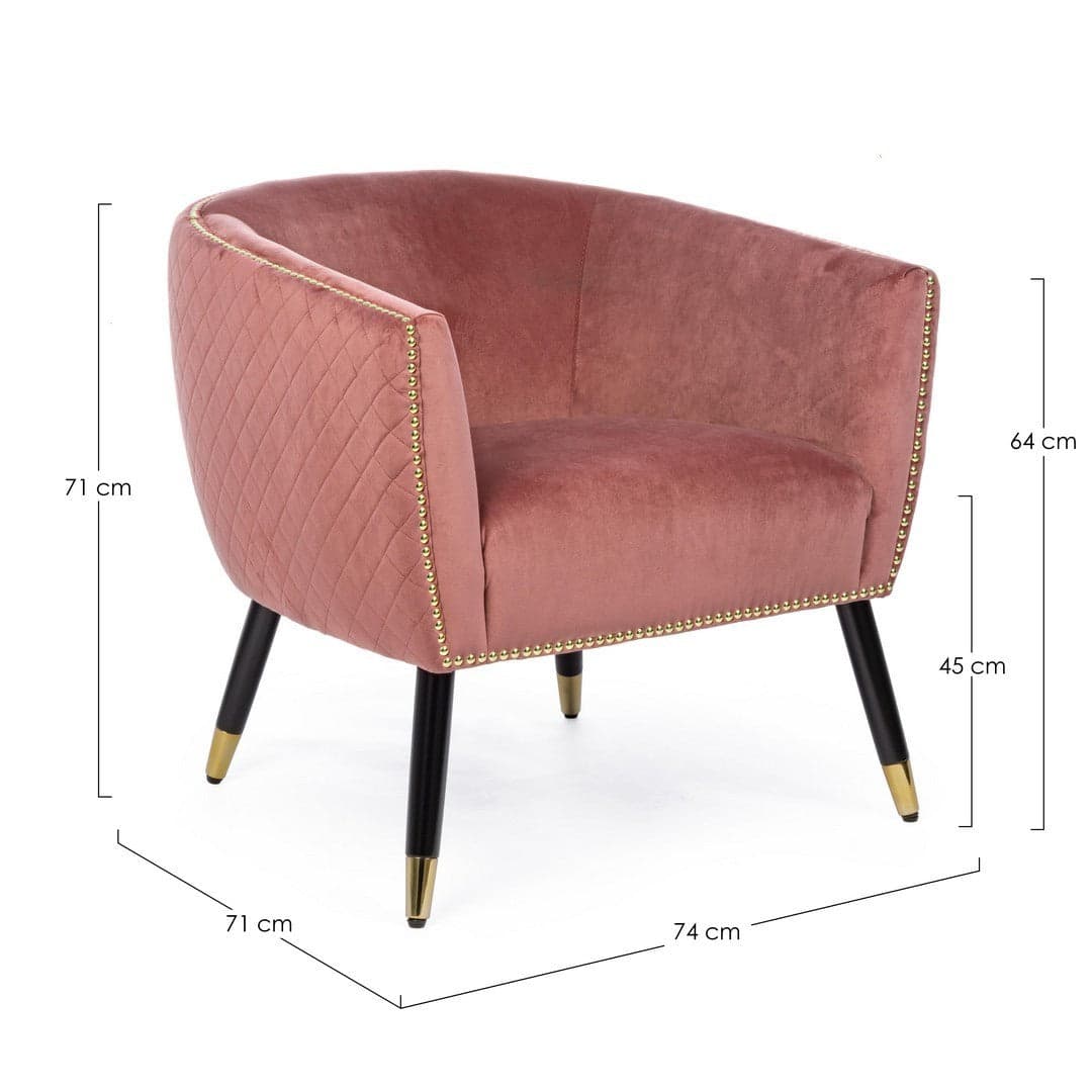 Poltrona "Caitlin" per interno, Struttura In Legno Compensato, Gambe In Rubberwood 74 x 71 x 71h cm in Poltrone Decor Space - Altamura, commercioVirtuoso.it