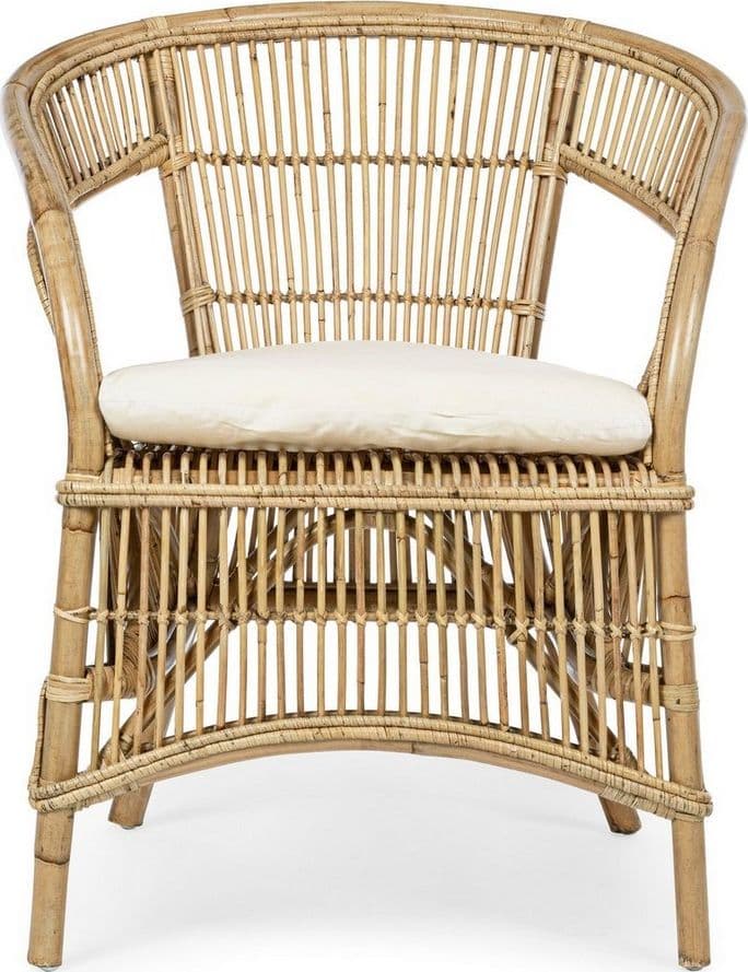 Poltrona "Consuelo" per interno, in Rattan Naturale con cuscino h 82 cm in Poltrone Decor Space - Altamura, commercioVirtuoso.it