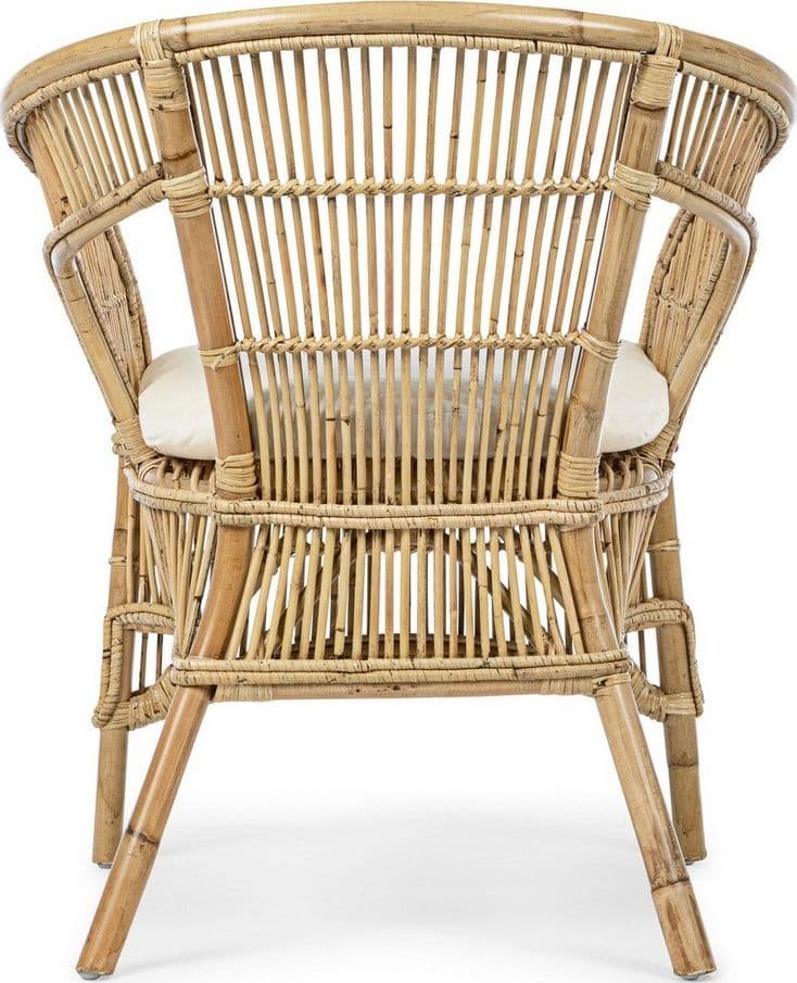 Poltrona "Consuelo" per interno, in Rattan Naturale con cuscino h 82 cm in Poltrone Decor Space - Altamura, commercioVirtuoso.it