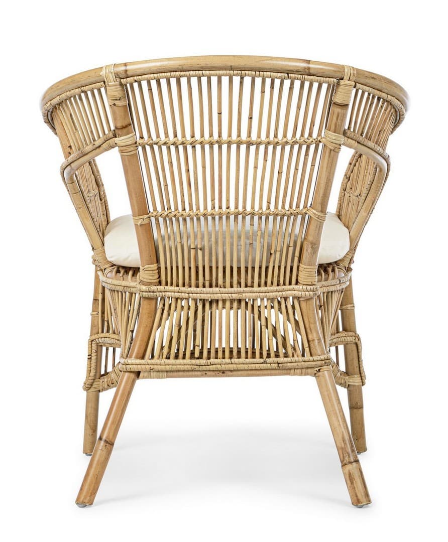 Poltrona "Consuelo" per interno, in Rattan Naturale con cuscino h 82 cm in Poltrone Decor Space - Altamura, commercioVirtuoso.it
