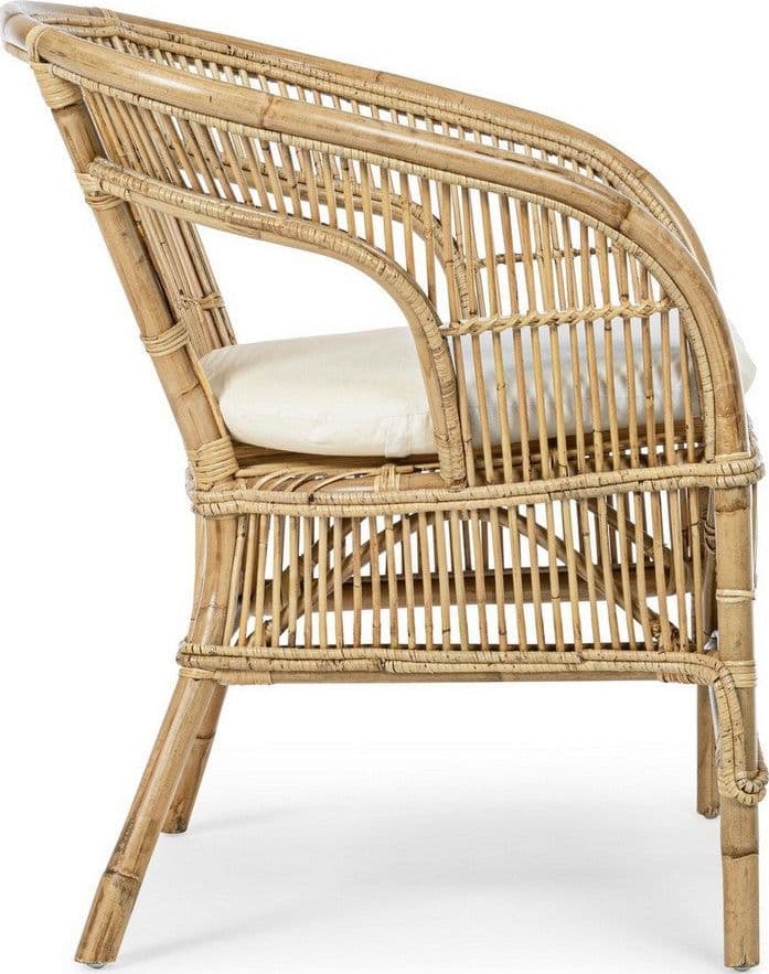 Poltrona "Consuelo" per interno, in Rattan Naturale con cuscino h 82 cm in Poltrone Decor Space - Altamura, commercioVirtuoso.it