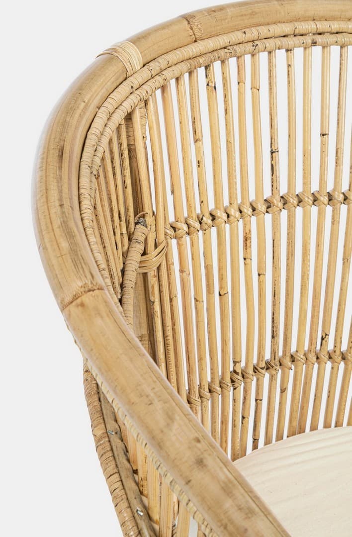 Poltrona "Consuelo" per interno, in Rattan Naturale con cuscino h 82 cm in Poltrone Decor Space - Altamura, commercioVirtuoso.it