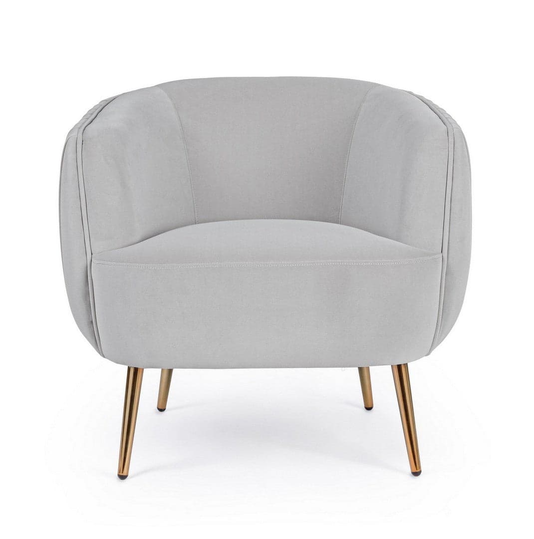 Poltrona "Linsay" in velluto Grigio arredamento per salotto moderno h 74 cm in Poltrone Decor Space - Altamura, commercioVirtuoso.it