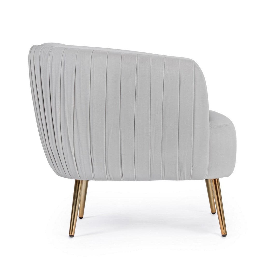 Poltrona "Linsay" in velluto Grigio arredamento per salotto moderno h 74 cm in Poltrone Decor Space - Altamura, commercioVirtuoso.it
