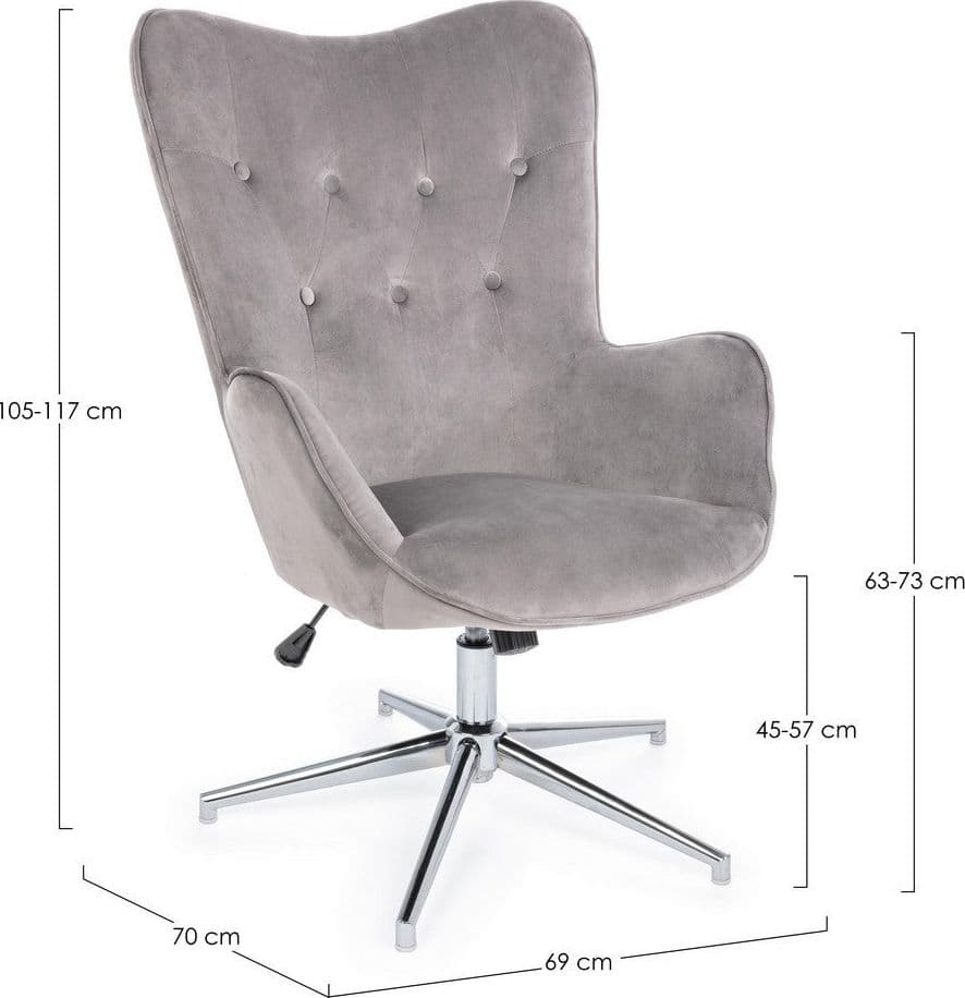 Poltrona "Farida" per interno, Struttura E Base In Acciaio Cromato 69 x 70 x 105/117h cm in Poltrone Decor Space - Altamura, commercioVirtuoso.it