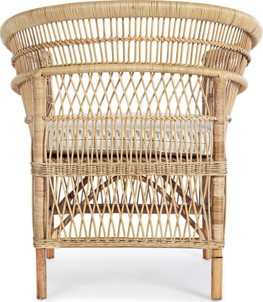 Poltrona "Josefina" per interno, in Rattan naturale con cuscino h 86 cm in Poltrone Decor Space - Altamura, commercioVirtuoso.it