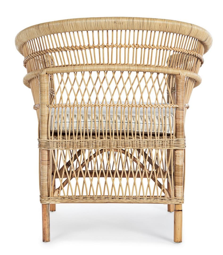 Poltrona "Josefina" per interno, in Rattan naturale con cuscino h 86 cm in Poltrone Decor Space - Altamura, commercioVirtuoso.it