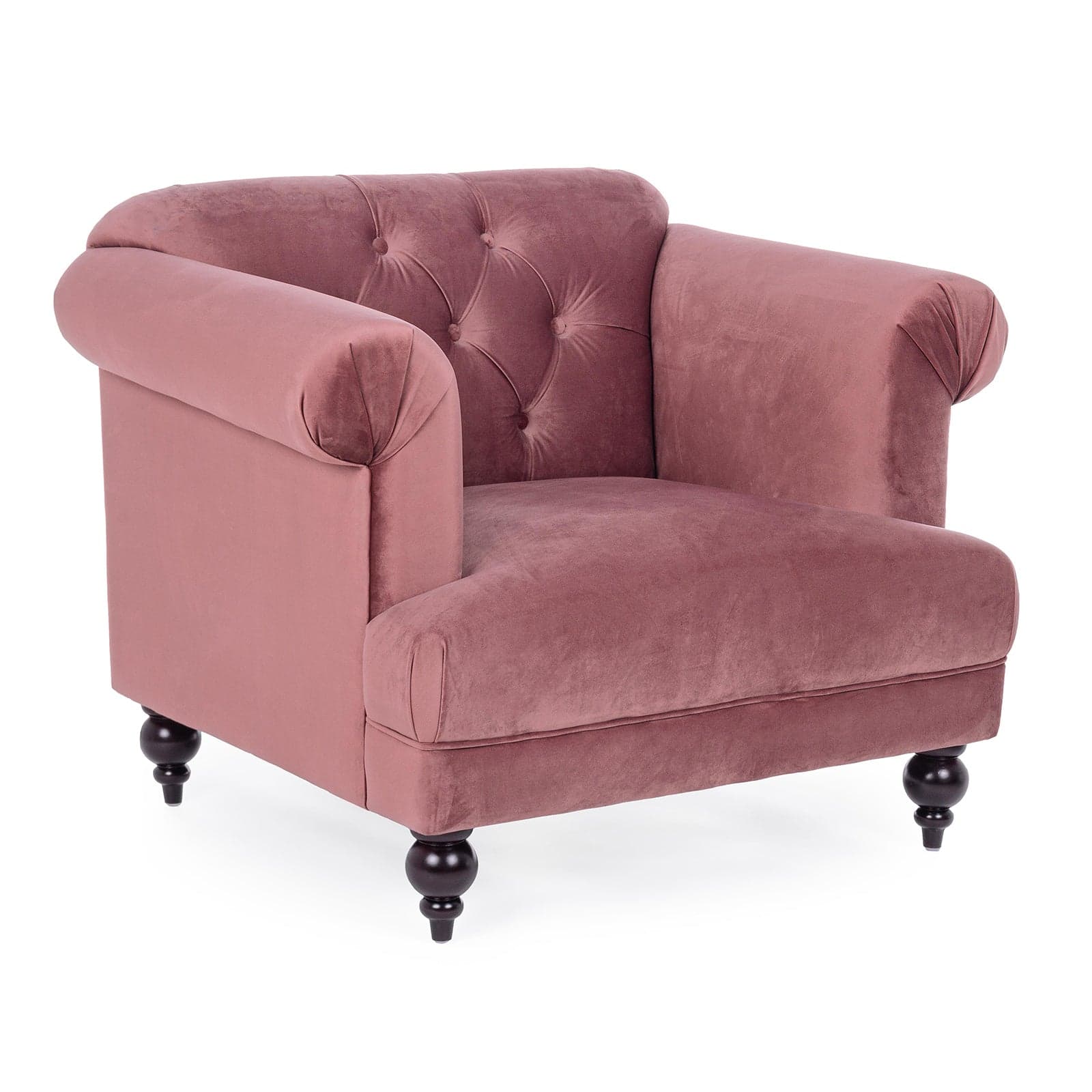 Poltrona "Blossom" in velluto Rosa tipo Chester h 78 cm arredamento per salotto moderno in Poltrone Decor Space - Altamura, commercioVirtuoso.it