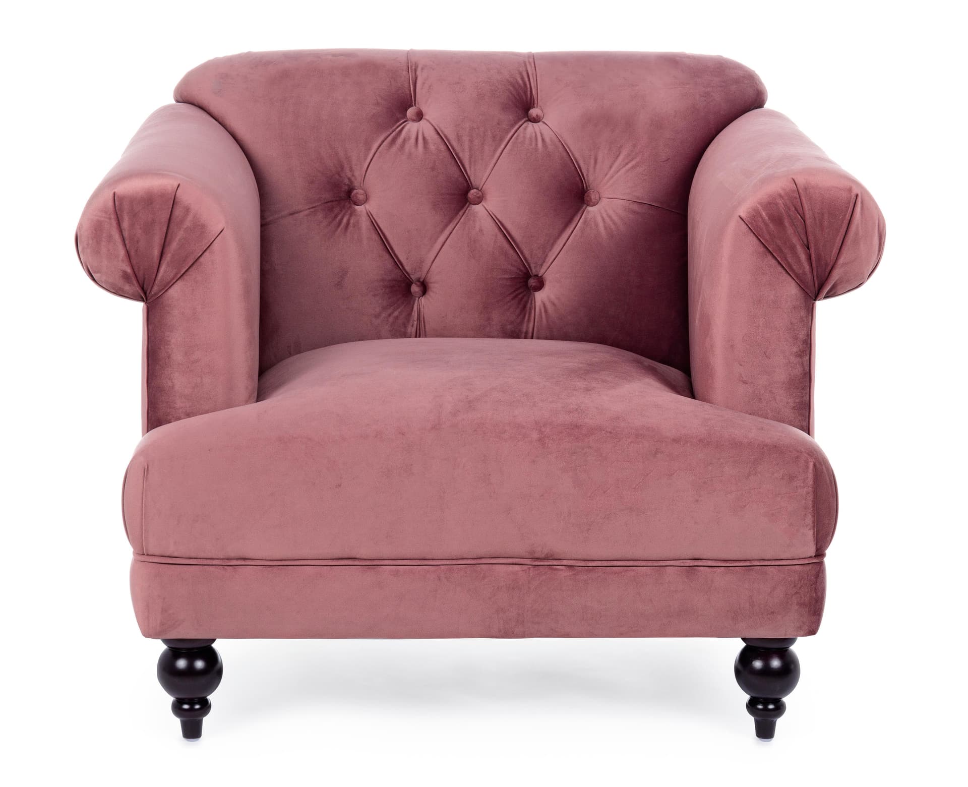 Poltrona "Blossom" in velluto Rosa tipo Chester h 78 cm arredamento per salotto moderno in Poltrone Decor Space - Altamura, commercioVirtuoso.it