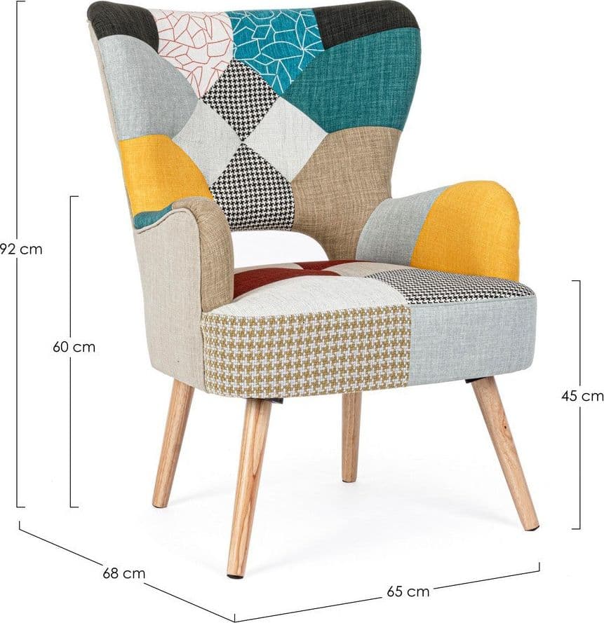 Poltrona "Galatea" per interno, Struttura In Legno Di Pino E Compensato, Gambe In Rubberwood, Verniciatura A Base Di Nitrocellulosa 65 x 68 x 92h cm in Poltrone Decor Space - Altamura, commercioVirtuoso.it
