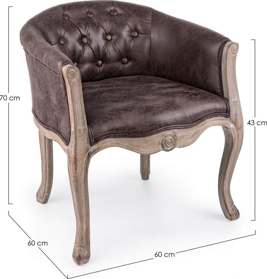 Poltrona "Diva" per interno, Struttura In Rubber Wood, Seduta Rivestita In Poliestere 60 x 60 x 70h cm in Poltrone Decor Space - Altamura, commercioVirtuoso.it