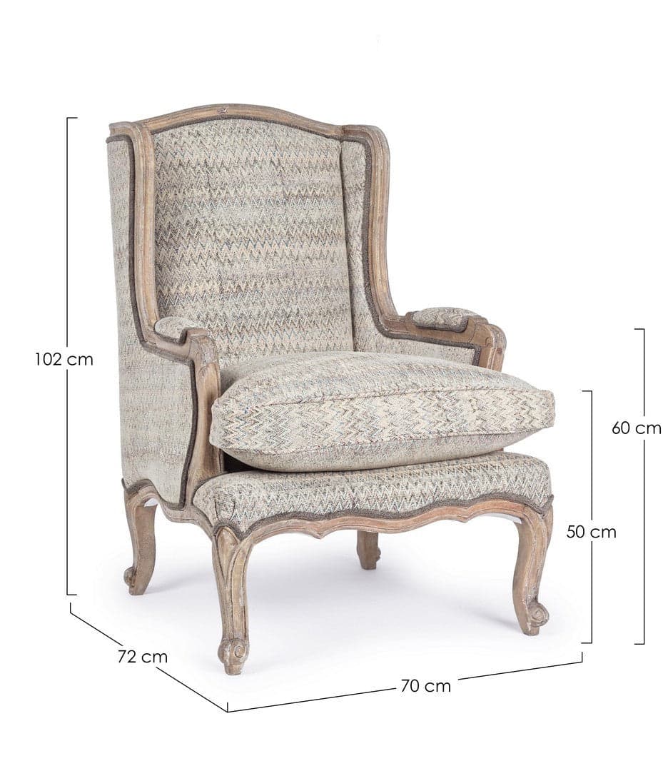 Poltrona "Elodie" per interno, Struttura In Legno Di Mango Massiccio 70 x 72 x 102h cm in Poltrone Decor Space - Altamura, commercioVirtuoso.it