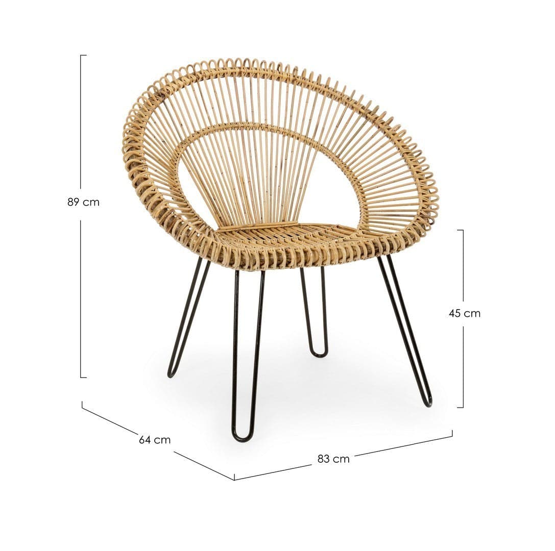 Poltrona "Esteban" per interno, Seduta In Rattan Ed Intreccio In Kubu 83 x 64 x 89h cm in Poltrone Decor Space - Altamura, commercioVirtuoso.it