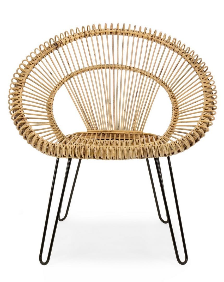 Poltrona "Esteban" per interno, Seduta In Rattan Ed Intreccio In Kubu 83 x 64 x 89h cm in Poltrone Decor Space - Altamura, commercioVirtuoso.it