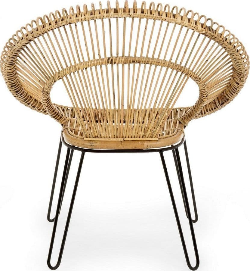 Poltrona "Esteban" per interno, Seduta In Rattan Ed Intreccio In Kubu 83 x 64 x 89h cm in Poltrone Decor Space - Altamura, commercioVirtuoso.it