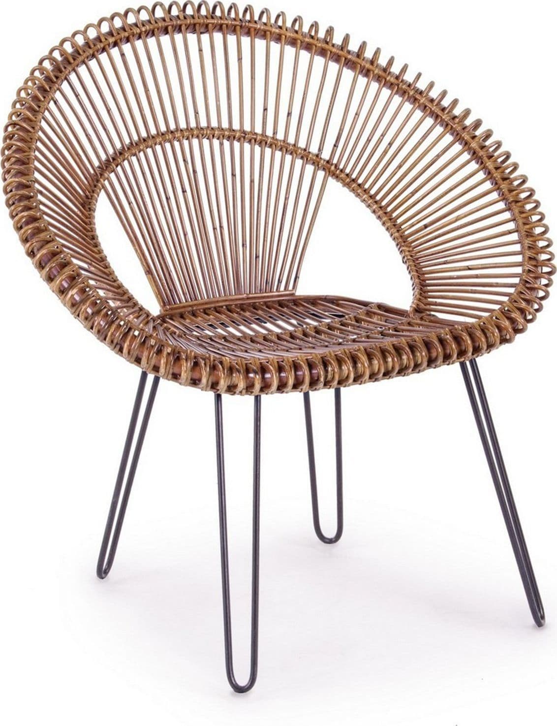 Poltrona "Esteban" per interno, Seduta In Rattan Ed Intreccio In Kubu 83 x 64 x 89h cm in Poltrone Decor Space - Altamura, commercioVirtuoso.it