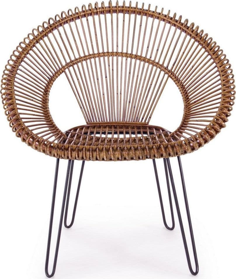 Poltrona "Esteban" per interno, Seduta In Rattan Ed Intreccio In Kubu 83 x 64 x 89h cm in Poltrone Decor Space - Altamura, commercioVirtuoso.it