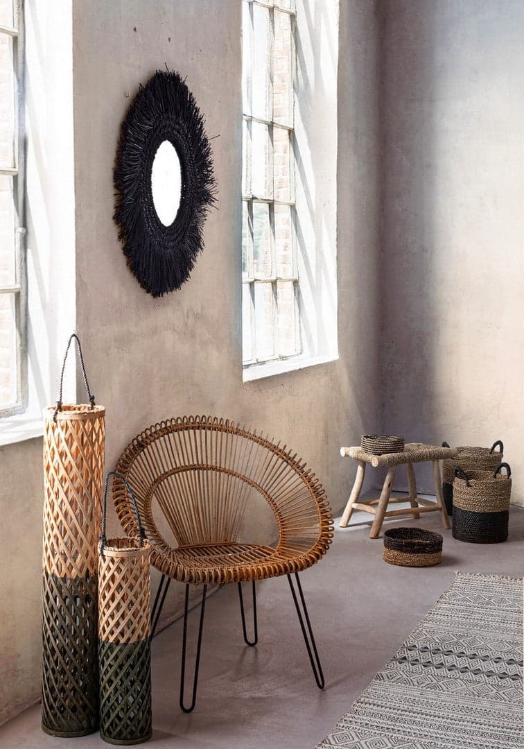 Poltrona "Esteban" per interno, Seduta In Rattan Ed Intreccio In Kubu 83 x 64 x 89h cm in Poltrone Decor Space - Altamura, commercioVirtuoso.it