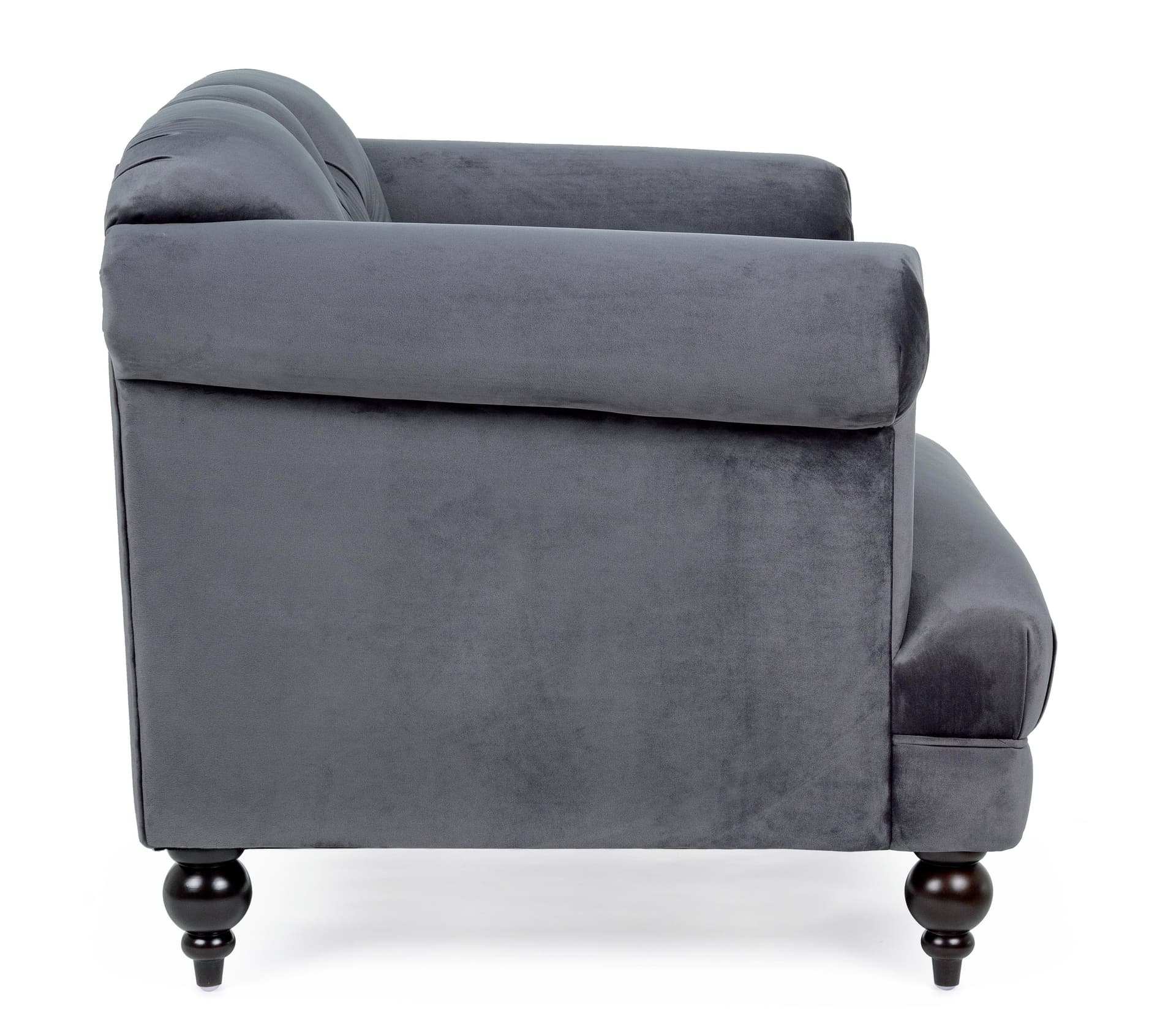 Poltrona "Blossom" in velluto Grigio tipo Chester h 78 cm arredamento per salotto moderno in Poltrone Decor Space - Altamura, commercioVirtuoso.it