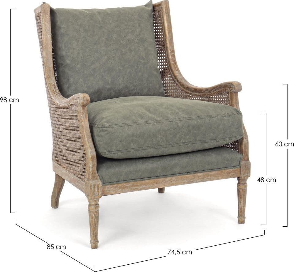 Poltrona "Carolina" per interno, Struttura In Legno Di Frassino Con Intreccio In Paglia Di Vienna 74.5 x 85 x 98h cm Casa e cucina/Arredamento/Soggiorno/Poltrone e sedie/Poltrone Decor Space - Altamura, Commerciovirtuoso.it