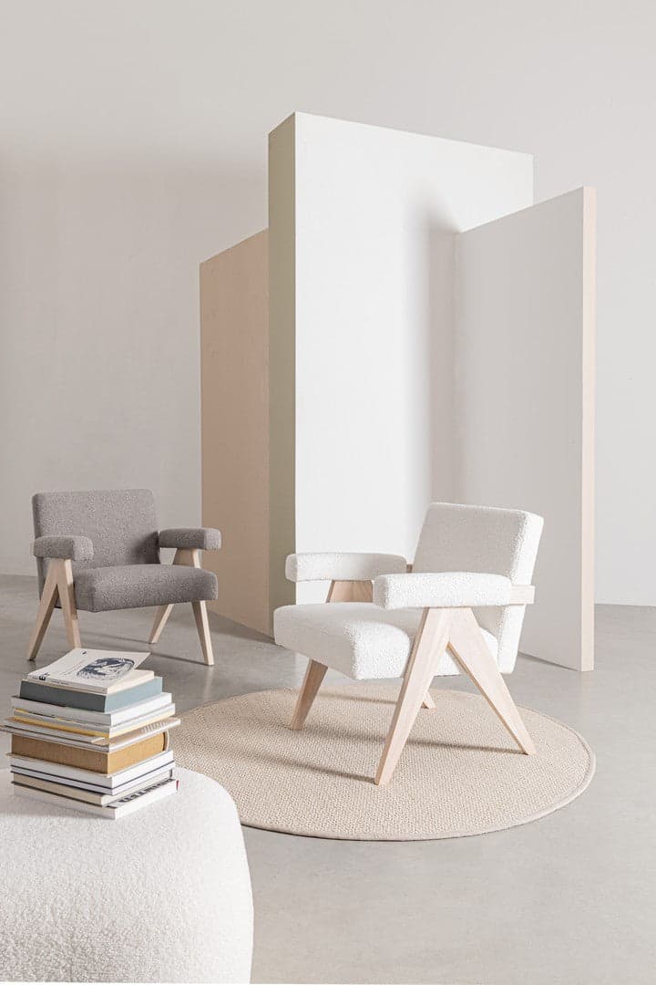 Poltrona "Faiza" per interno, Struttura In Legno, Gambe In Rubberwood 57.5 x 80 x 83h cm in Poltrone Decor Space - Altamura, commercioVirtuoso.it