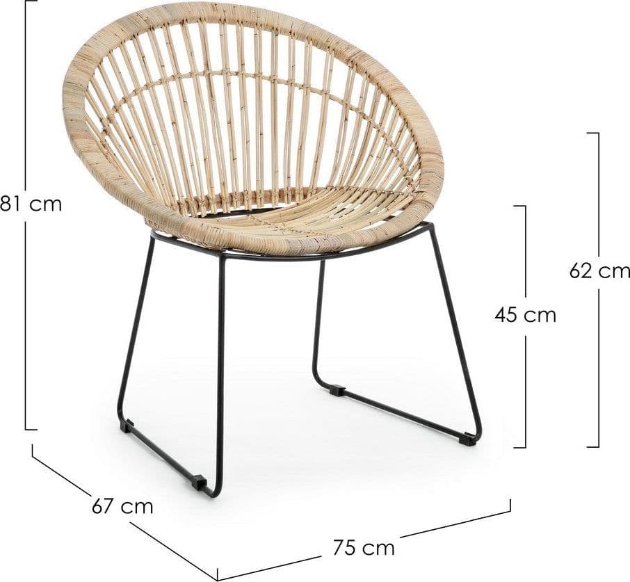 Poltrona "Cayes" per interno, Struttura Seduta In Rattan, Intreccio In Kubu, Rifinitura Naturale Con Vernice Melaminica 75 x 67 x 81h cm in Poltrone Decor Space - Altamura, commercioVirtuoso.it