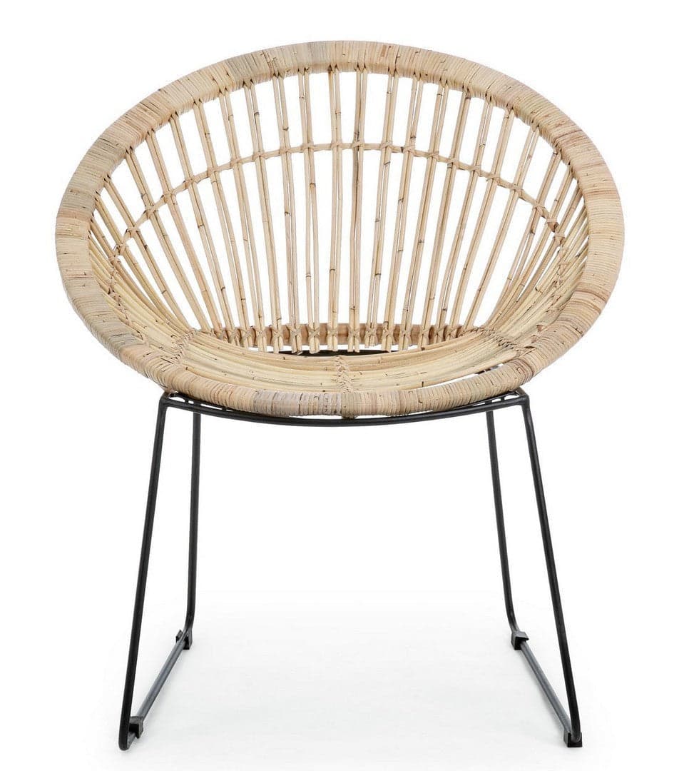 Poltrona "Cayes" per interno, Struttura Seduta In Rattan, Intreccio In Kubu, Rifinitura Naturale Con Vernice Melaminica 75 x 67 x 81h cm in Poltrone Decor Space - Altamura, commercioVirtuoso.it