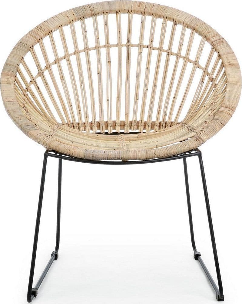 Poltrona "Cayes" per interno, Struttura Seduta In Rattan, Intreccio In Kubu, Rifinitura Naturale Con Vernice Melaminica 75 x 67 x 81h cm in Poltrone Decor Space - Altamura, commercioVirtuoso.it