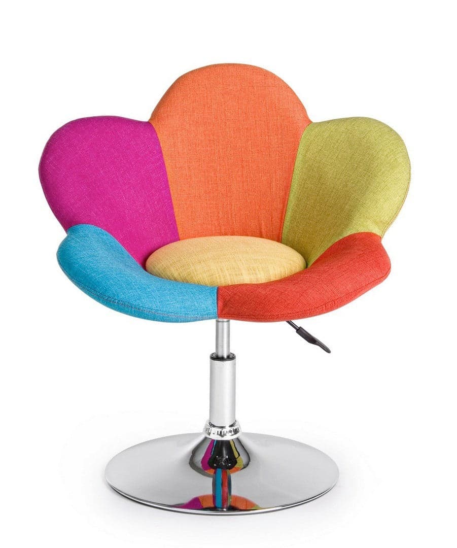 Poltrona "Fleur" per interno multicolor, Base Struttura in Acciaio Cromato in Poltrone Decor Space - Altamura, commercioVirtuoso.it