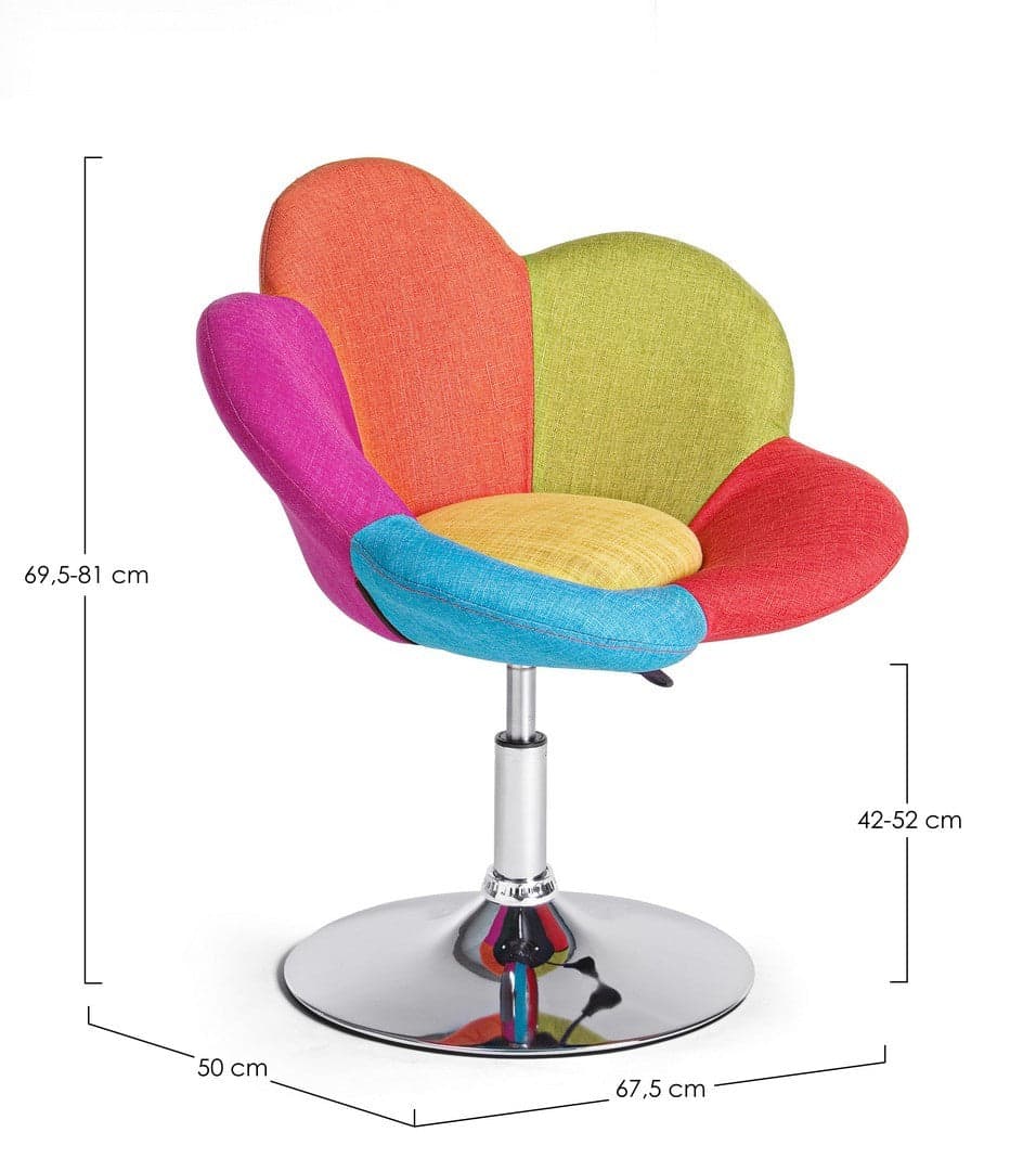 Poltrona "Fleur" per interno multicolor, Base Struttura in Acciaio Cromato Casa e cucina/Arredamento/Soggiorno/Poltrone e sedie/Poltrone Decor Space - Altamura, Commerciovirtuoso.it