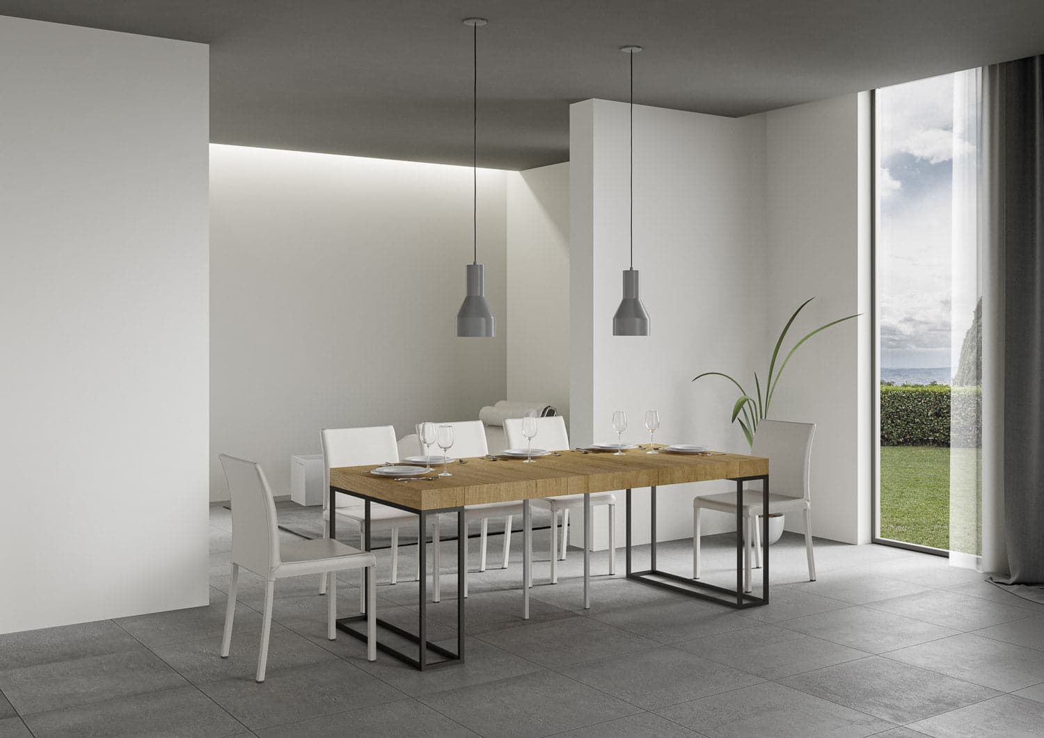 Tavolo consolle "Taranto" allungabile in legno per sala da pranzo in Credenze Decor Space - Altamura, commercioVirtuoso.it