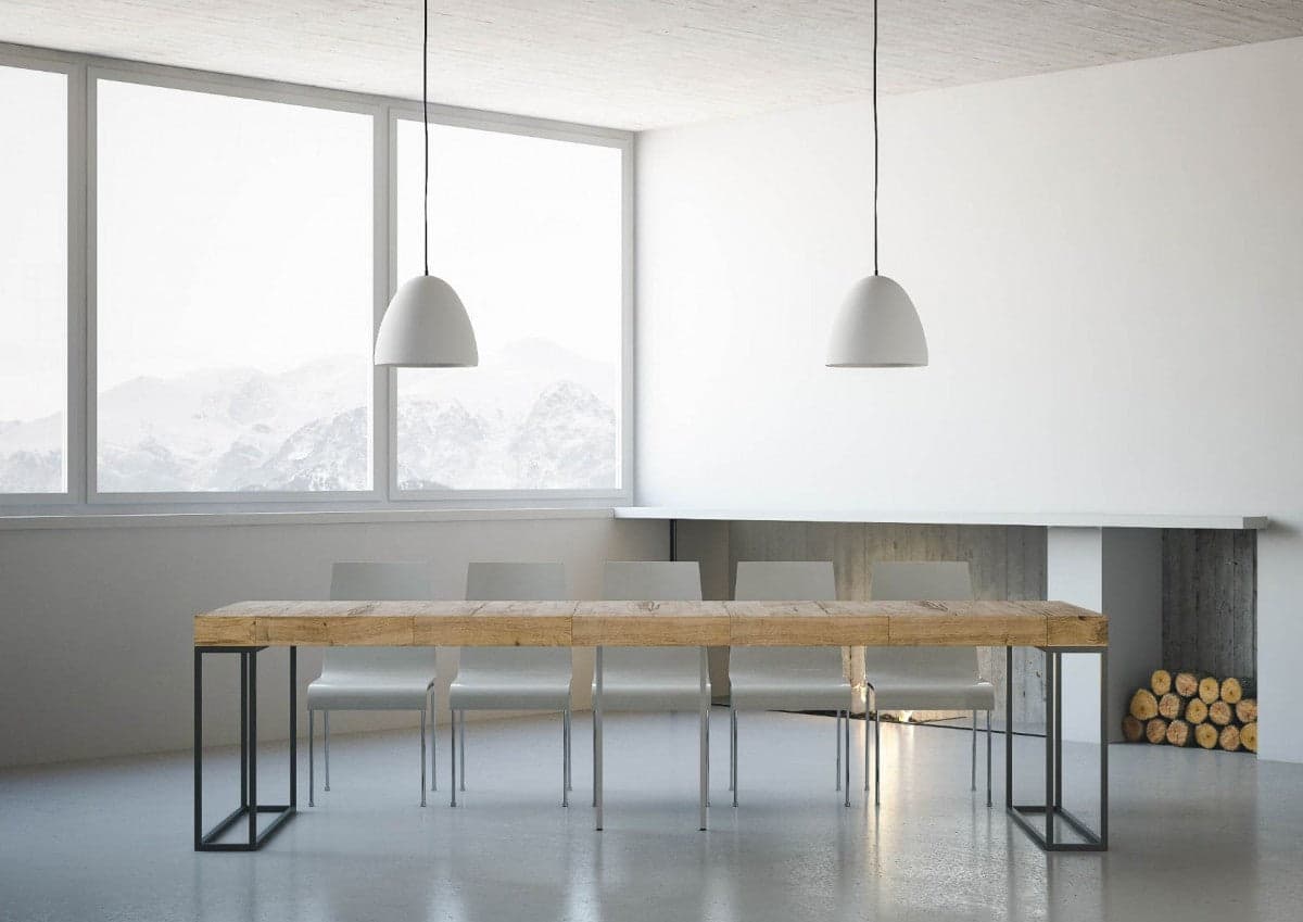 Tavolo consolle "Taranto" allungabile in legno per sala da pranzo in Credenze Decor Space - Altamura, commercioVirtuoso.it