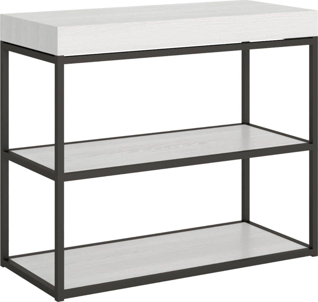Tavolo consolle "Modena" allungabile in legno per sala da pranzo – Allungabile fino a 196 cm, Classic, Bianco Frassino –