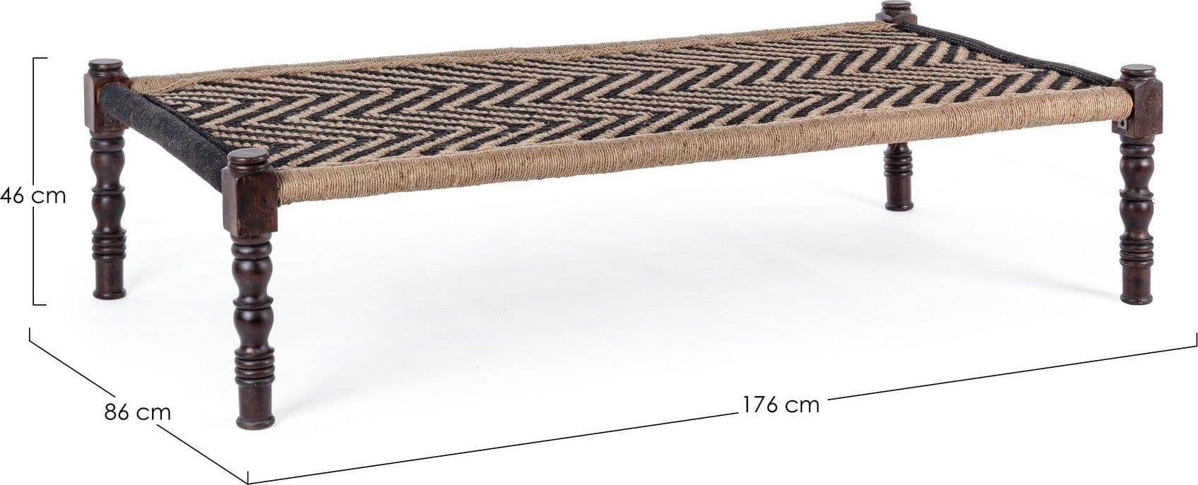 Panca "Khat Tamil" per interno, con Struttura In Legno Sheesham E Seduta In Corde Di Cotone, da 176x86x46h cm Casa e cucina/Arredamento/Ingresso/Panche contenitore Decor Space - Altamura, Commerciovirtuoso.it