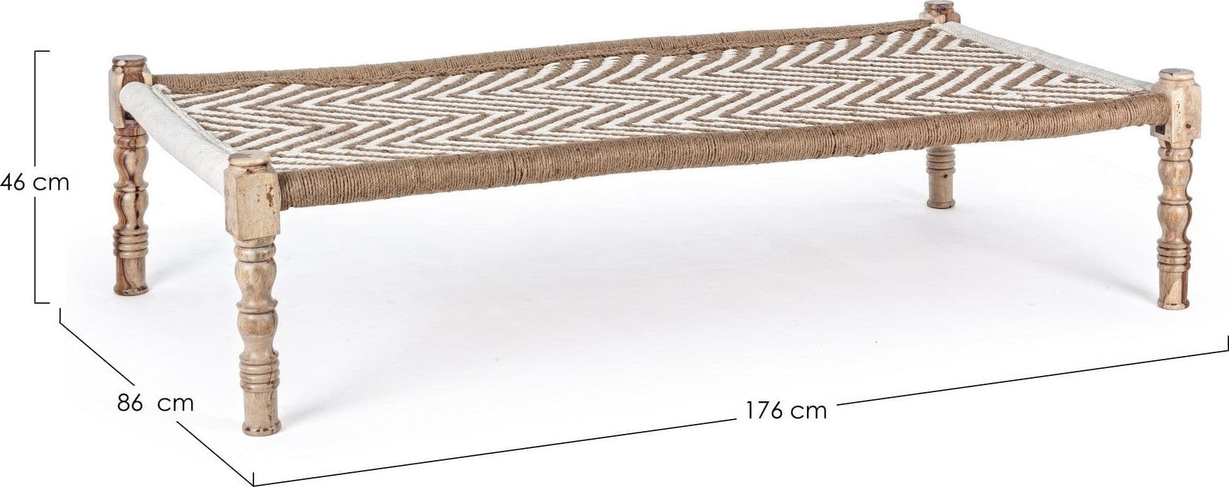 Panca "Khat Tamil" per interno, con Struttura In Legno Sheesham E Seduta In Corde Di Cotone, da 176x86x46h cm Casa e cucina/Arredamento/Ingresso/Panche contenitore Decor Space - Altamura, Commerciovirtuoso.it
